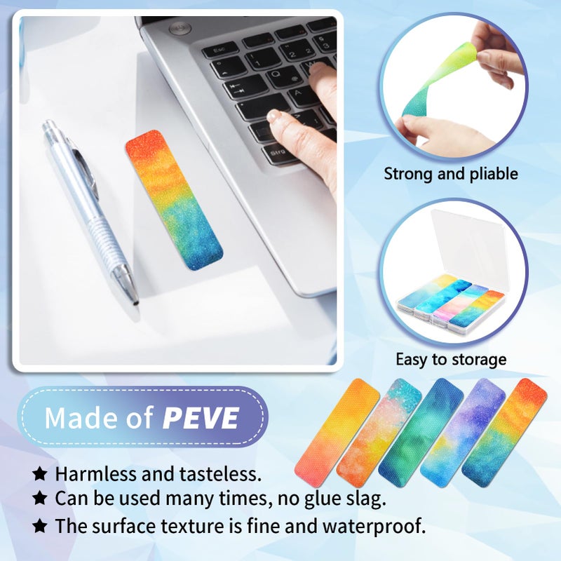 TOEMUR 48 Pieces Anxiety Sensory Stickers with Storage Box - Sensory Strips 2 Textured Surface Adhesives Fidget Strips for Office & Classroom Desk Relieve Adult & Teen Stress (Watercolor Style) - Image 4